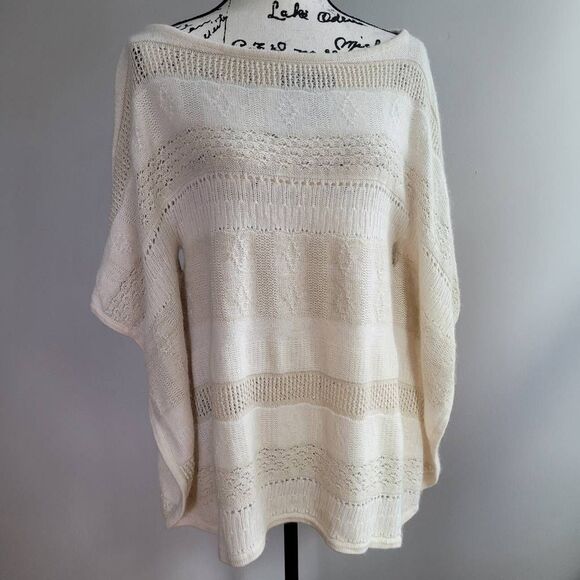 Vintage spice of life white poncho style sweater shawl cottage angel - Picture 1 of 9